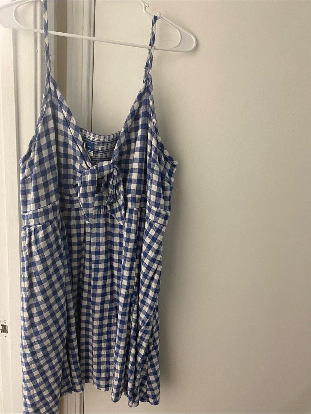 Old Navy Blue and White Gingham Strapless Dress